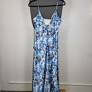 The Drop Shelby Cutout Dress Blue Floral Strappy‎ Sleeveless Maxi Women's M